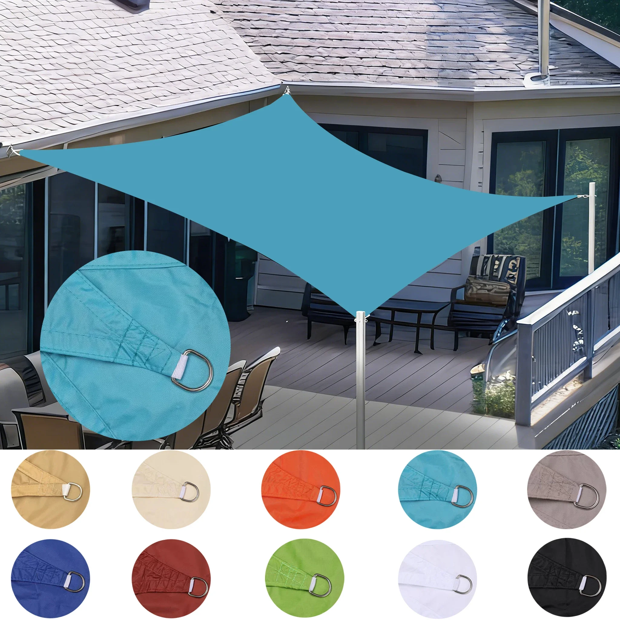 Sun Shade Sail UV Block Canopy Waterproof Patio Garden Backyard Carport Awning Shelter Heavy Duty with Stainless Steel D-Rings