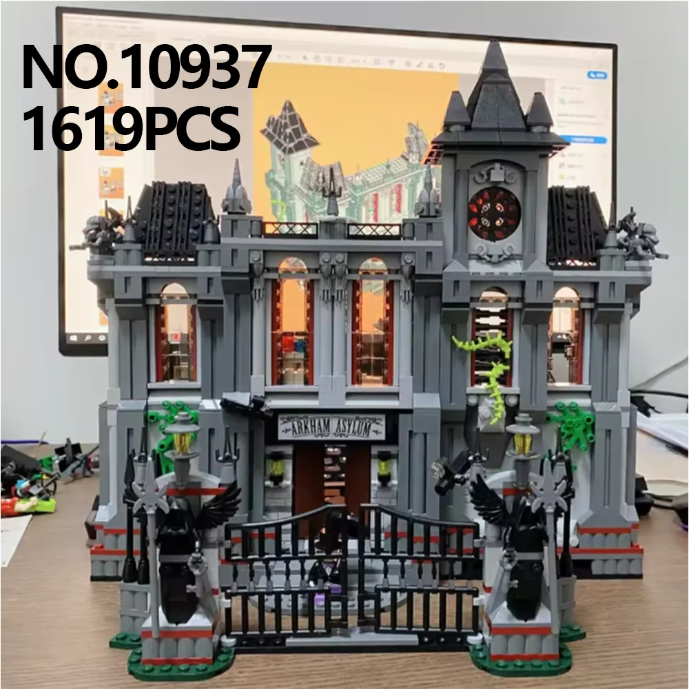 1619-teiliges MOC Arkham Asylum Baustein-Set, DC Schurken Gotische Architektur Schlossmodell Ausstellungsstück für Erwachsene Fans