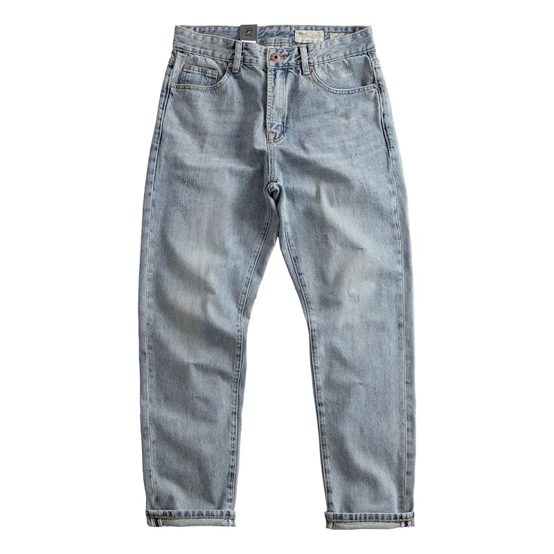 Men's new vintage do old ground white everything with cotton straight leg jeans casual trousers