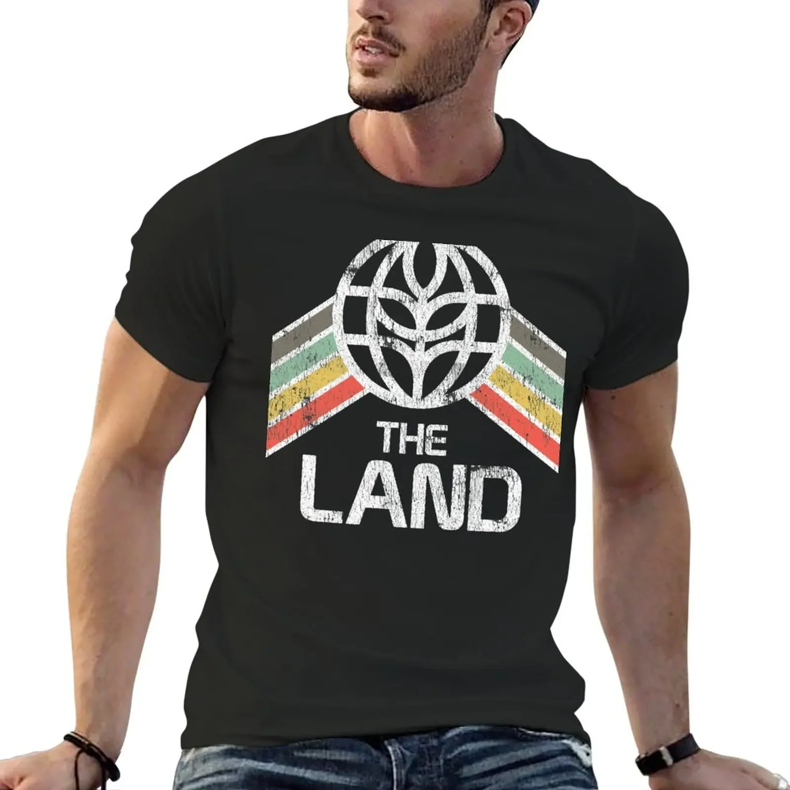 

The Land Logo Distressed in Vintage Retro Style T-Shirt blanks graphics t shirts for men pack