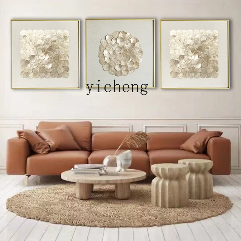 XL simple art decorative painting triptych living room sofa background wall three-dimensional painting