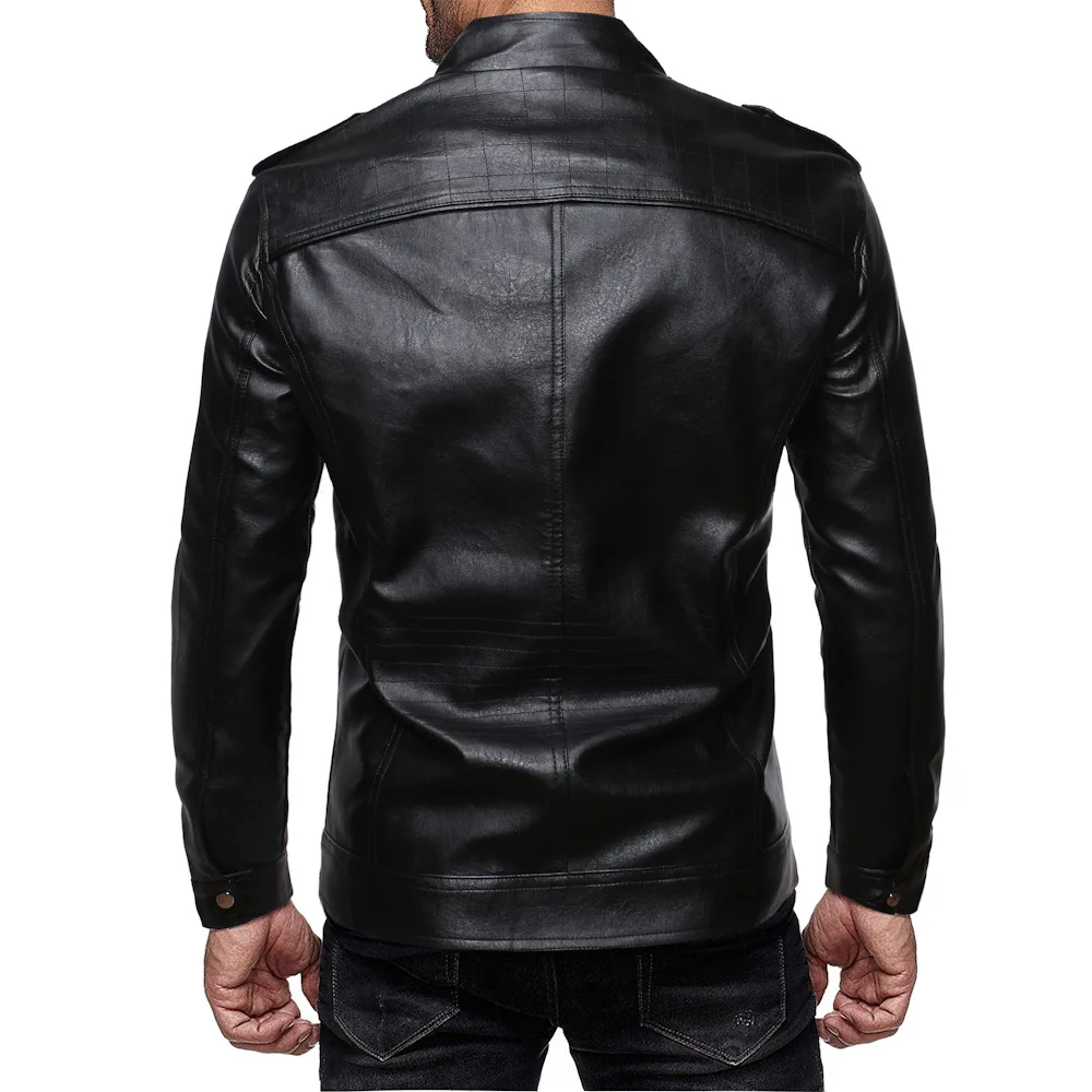 

Men's VINTAGE Stand Collar Leather Jacket Motorcycle Jackets High-end Clothes Motorcycle Lightweight Faux Leather Outwear
