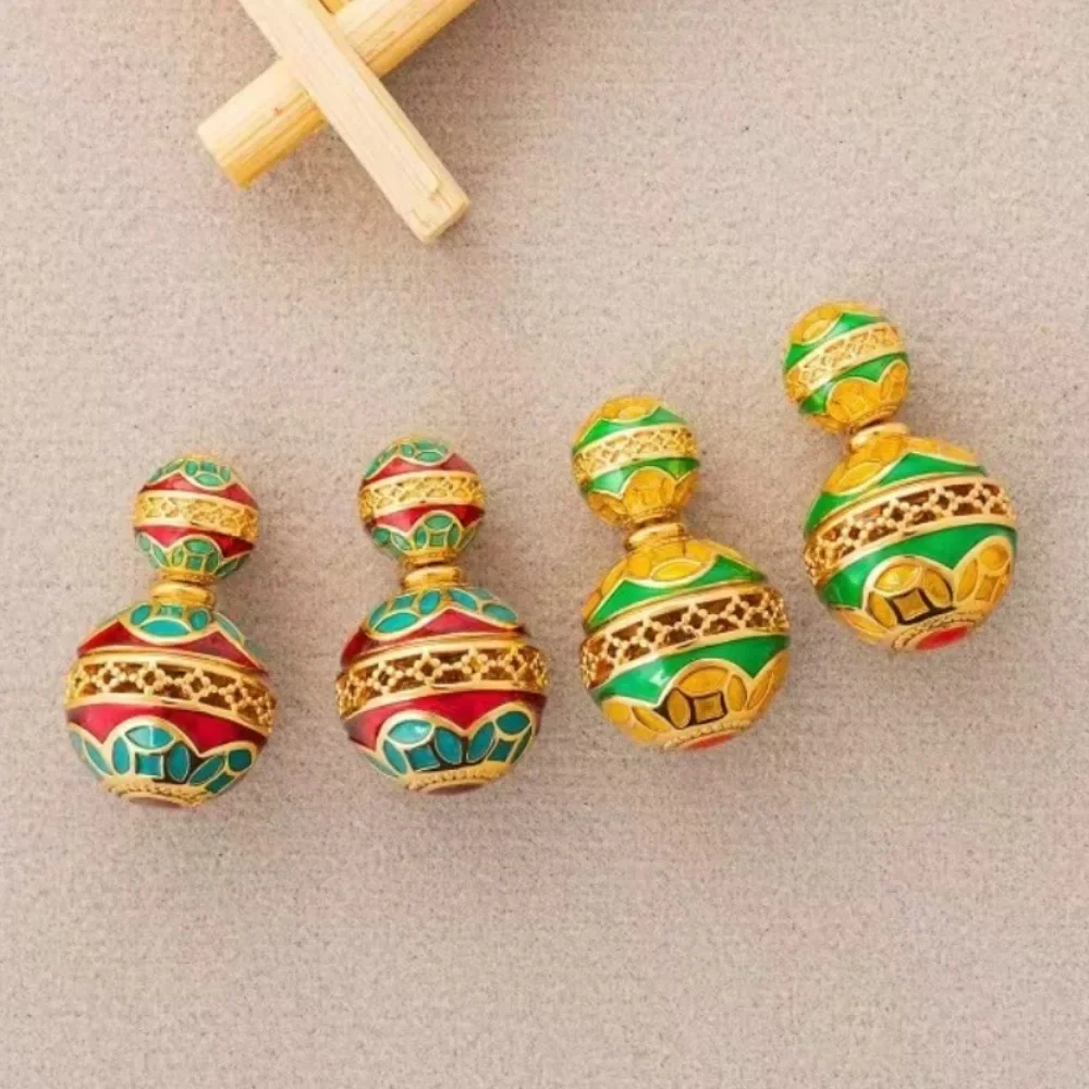 

French vintage colored ball earrings Luxury golden earrings Metal ball shaped jewelry Bohemian jewelry can be worn on both sides