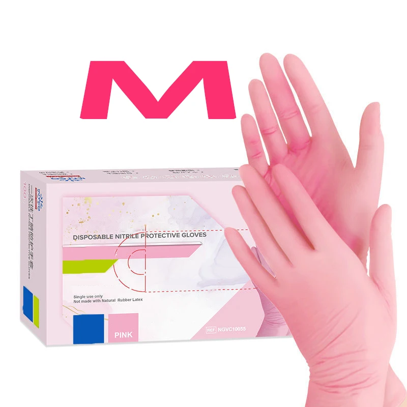 20/50/100/200/400/1000 stuks roze nitrilhandschoenen, geschikt voor reiniging, keuken, badkamer, haarverven en nagel trimmen