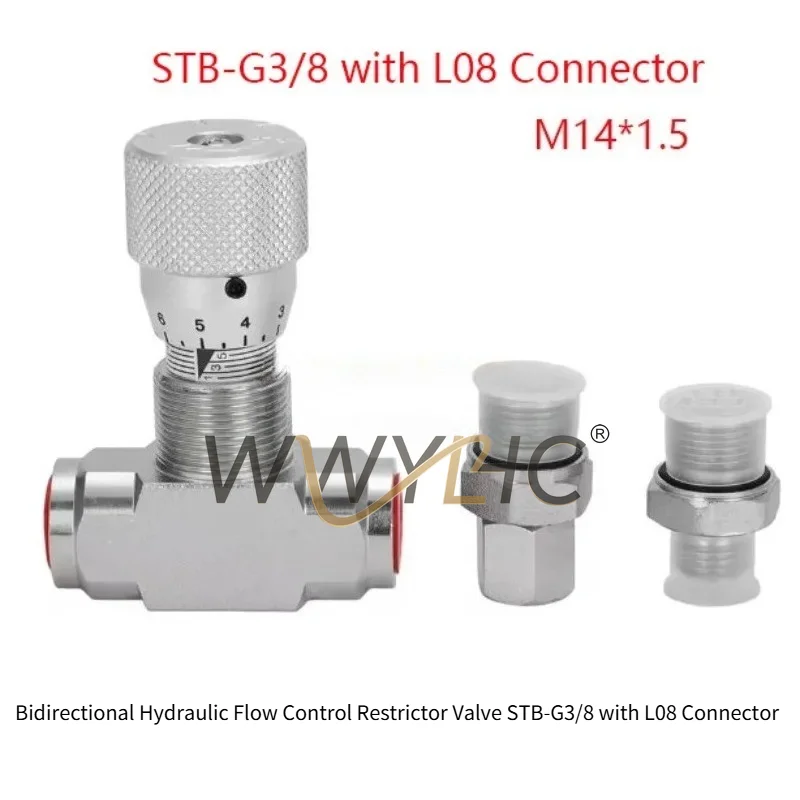 

Bidirectional Hydraulic Flow Control Restrictor Valve STB-G3/8 with L08 Connector