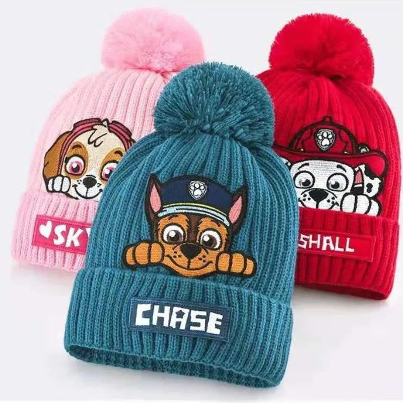 Cartoon Children's Hat Chase/Skye Boys and Girls Paw Patrols Children's Hat Daily Matching Anti-freeze Knitted Hat Holiday Gift