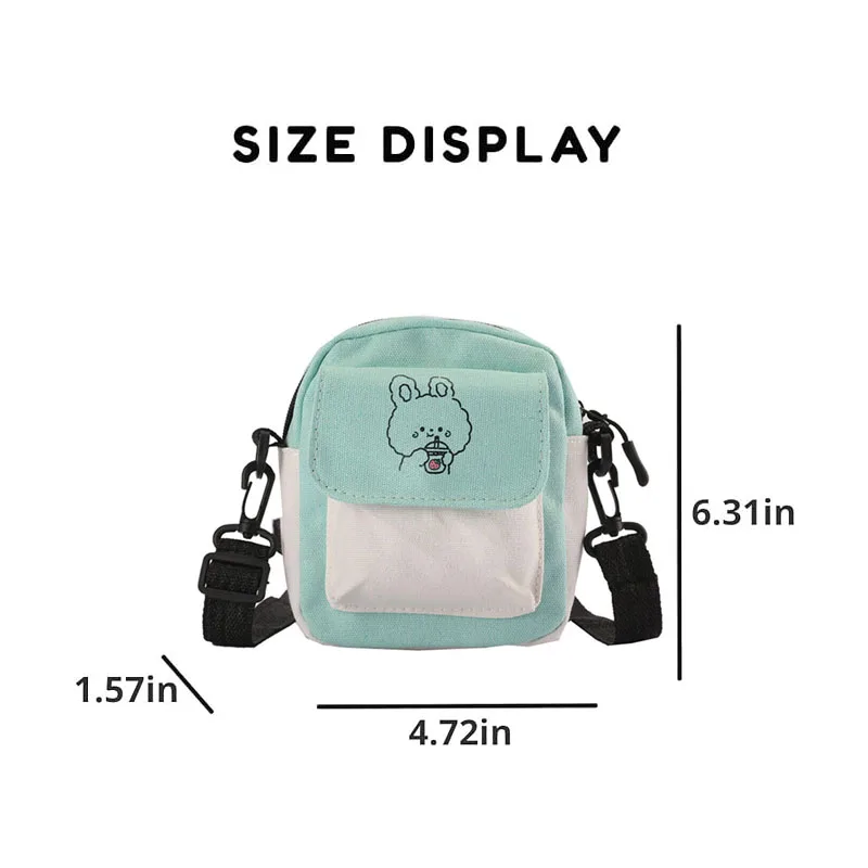 Crossbody Bag Mini Funny Bunny Canvas Shoulder Messenger Bag Women Cartoon Rabbit Print Fashion Colors Messenger Bag for Girls