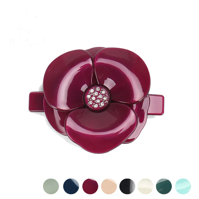 Classic Camellia Flower Hair Clip Barrette for Women Girls Dressy Handmade Hair Jewelry Ornament Accessory - Business Travel