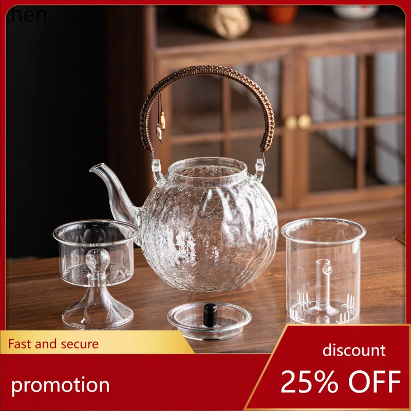 

ZML heat-resistant glass dual-use teapot for brewing and cooking, home-use kettle, health-preserving kettle, tea set