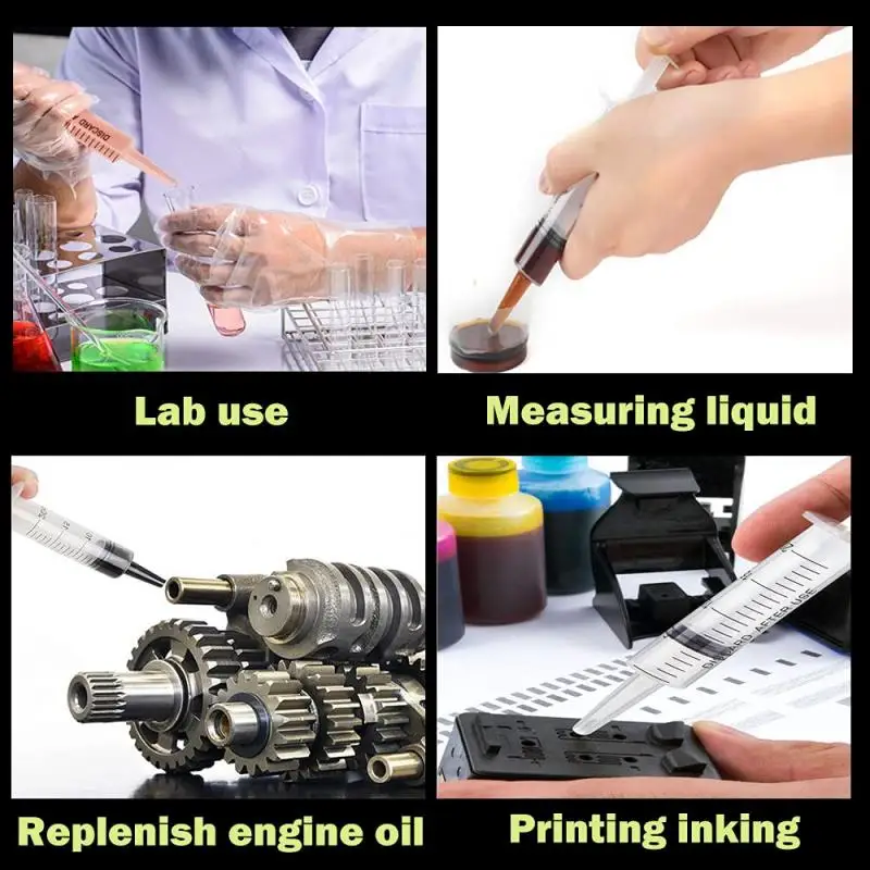 Seringa Plástica com Tampa, Seringa de Medição Injeção Reutilizável para Alimentadores de Cartucho de Tinta, 1 5 10Pcs, 1 a 60ml