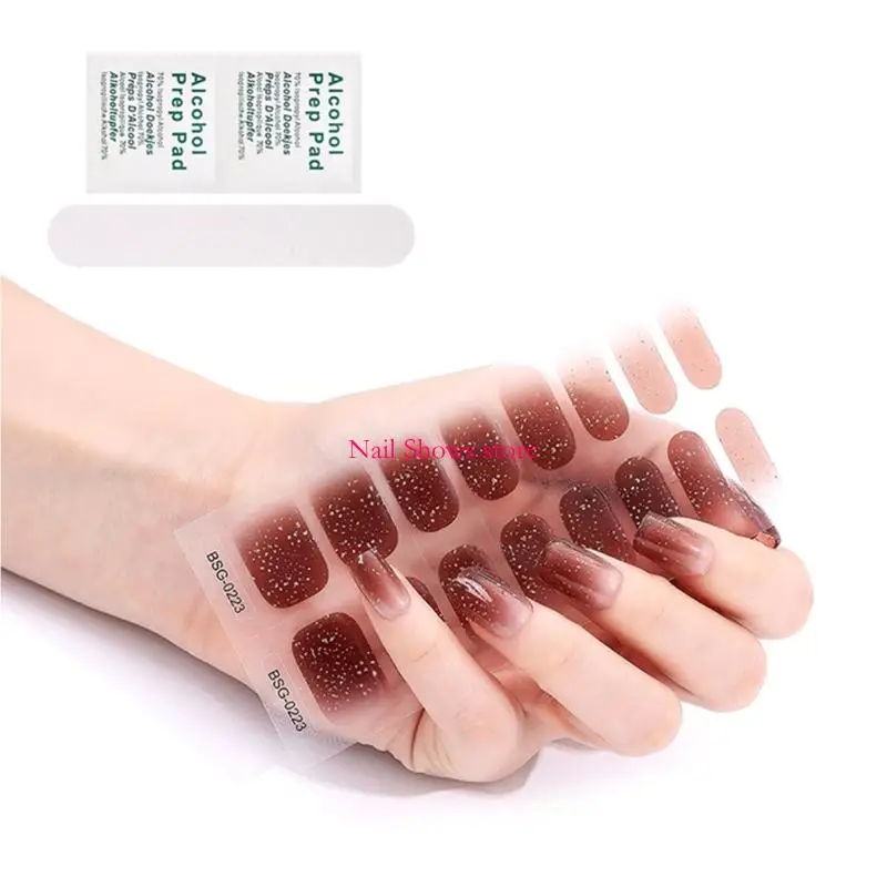 

E0BC 16pcs сплошной цветовой лак для ногтей полоски самоклеящиеся гелевые наклейки на ногти.