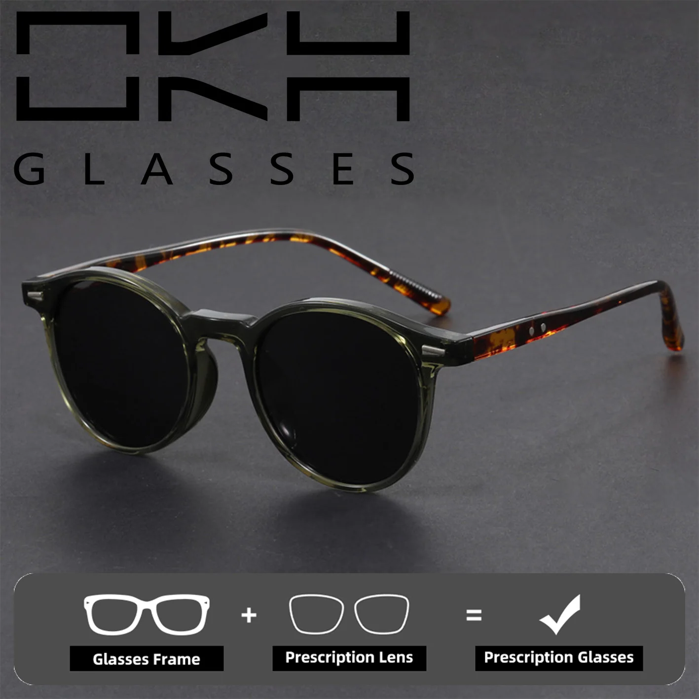 OKH Lightweight Round Polarized Sunglasses UV400 Vintage Anti Glare Shades Stylish Eyewear for Men Women Daily Travel Wear