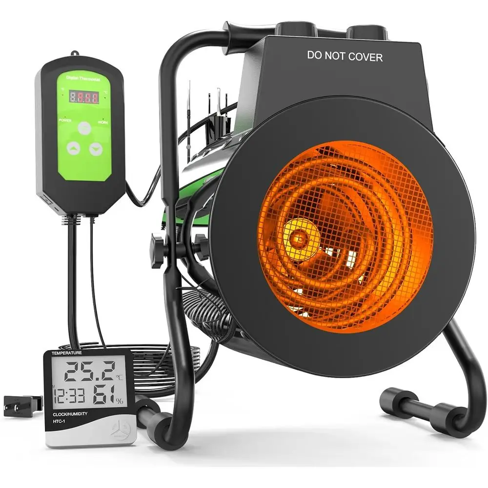 

Portable Outdoor Greenhouse Heater with Thermostat for Patio and Garage - Overheating Protection, Fast Heating, Silver, X-Large