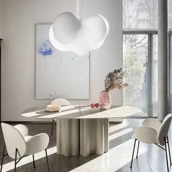 

Креативные ножки для стола Creative Cloud, обеденный стол из натурального мрамора, овальный, в стиле лёгкой роскоши