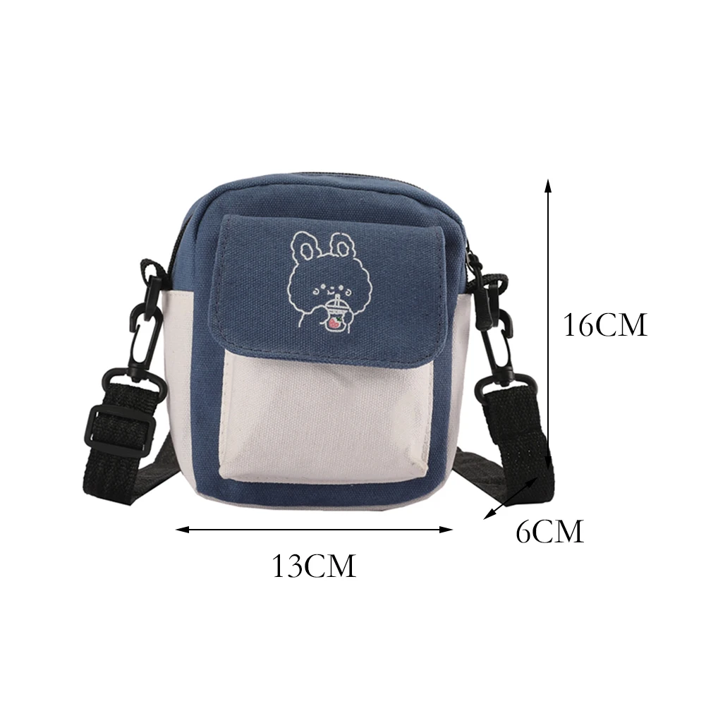 

New Women Tote Shopping Handbags Fashion Women Hit Color Canvas Cartoon Printing Mini Flap Crossbody Shoulder Bag