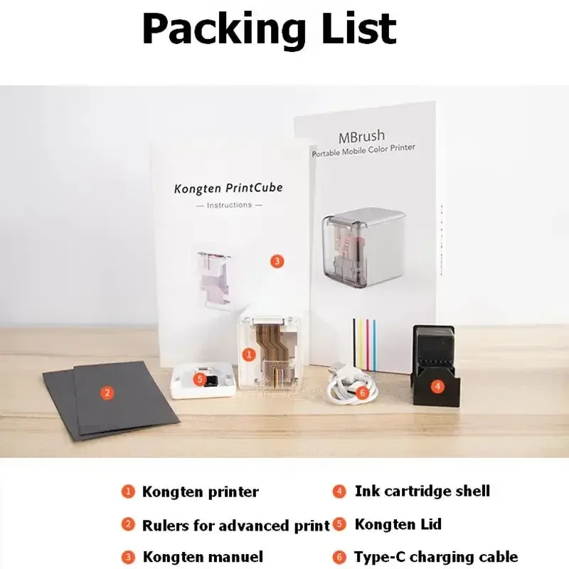 Kongten Mbrush Portable Color Printer Wireless Buletooth Handheld Tattoo Logo Inkjet HD Printing DIY Customized for Yourself