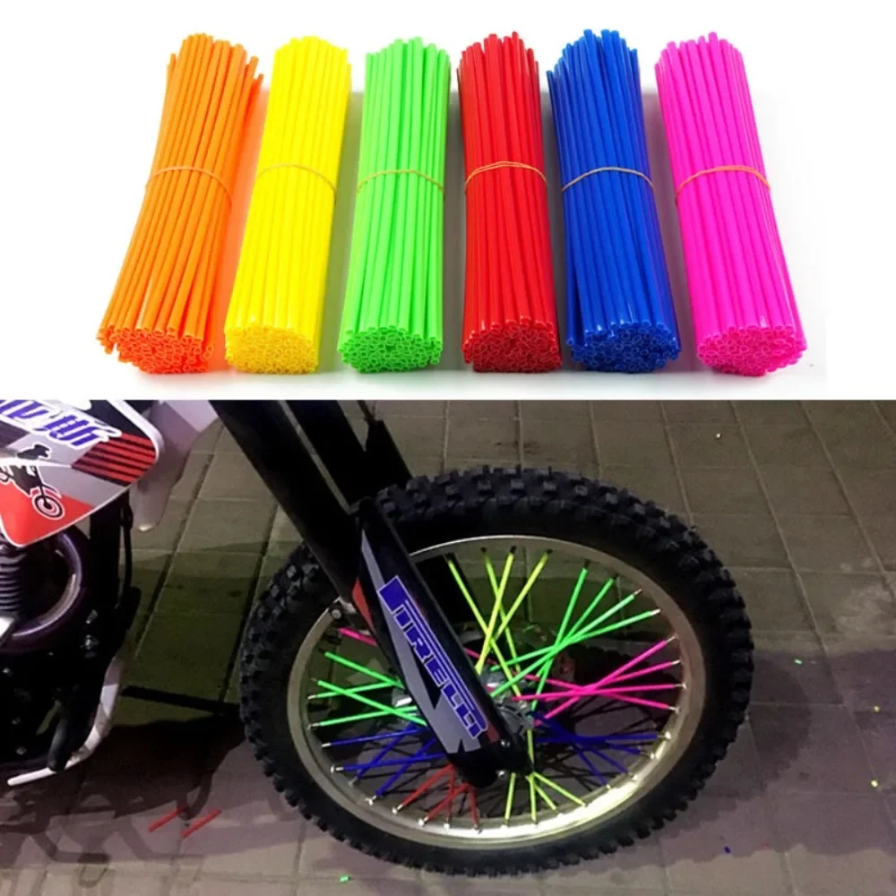 72PCS Universal Spoke Skins Covers Rim Decoration Wheel Spoke Wraps Straws Protector Pipe Suitable for Bicycles and Motorcycles