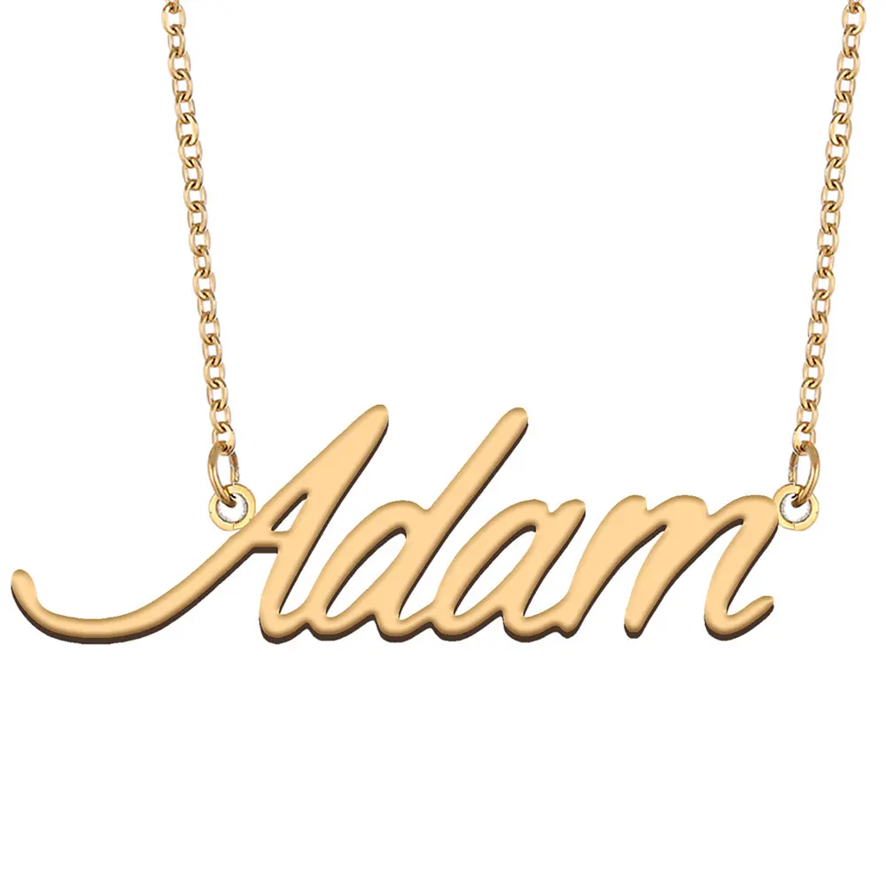 Adam Name Necklace for Women Nameplate Charms Female Girls Stainless Steel Pendant Fashion Jewelry