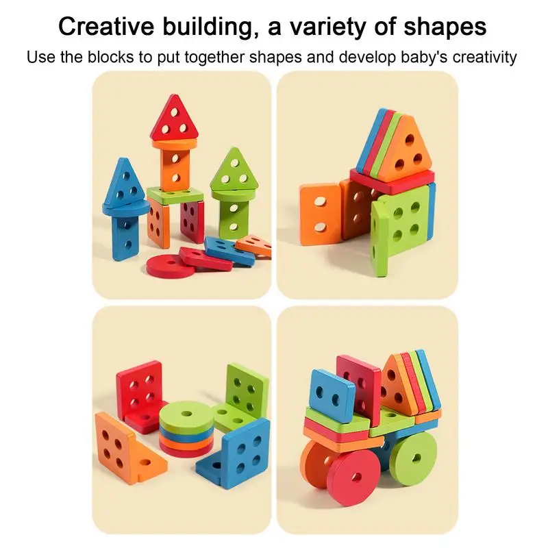 Toddler Sorting Toys Wooden Sorting Matching Toy Wooden Shape Stacking Sorting Toys Colorful Learning Activity Block Puzzle