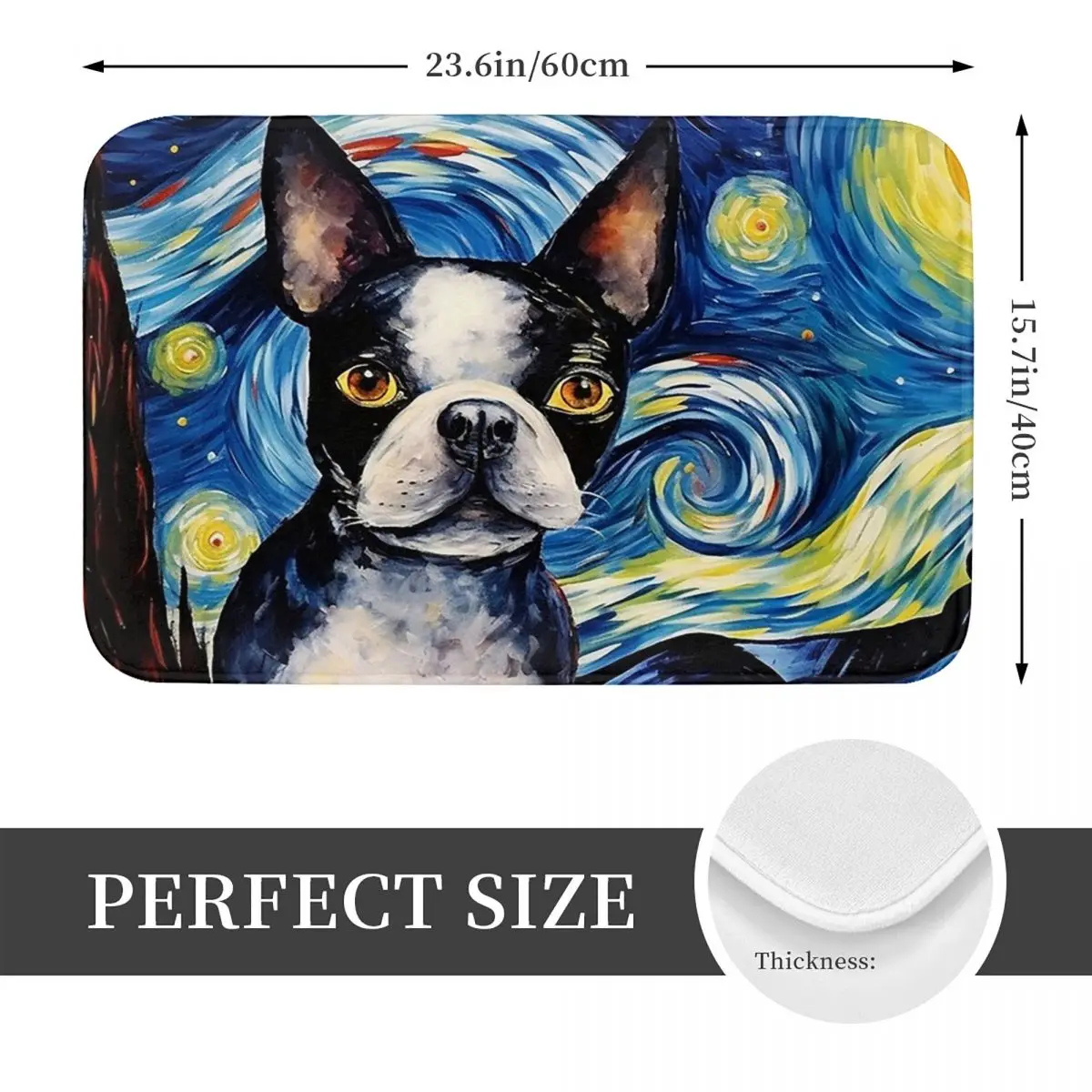 Boston Terrier Dog Starry Night Non-slip Doormat Floor Mat Durable Carpet Rug for Kitchen Entrance Home Balcony Footpad Mats