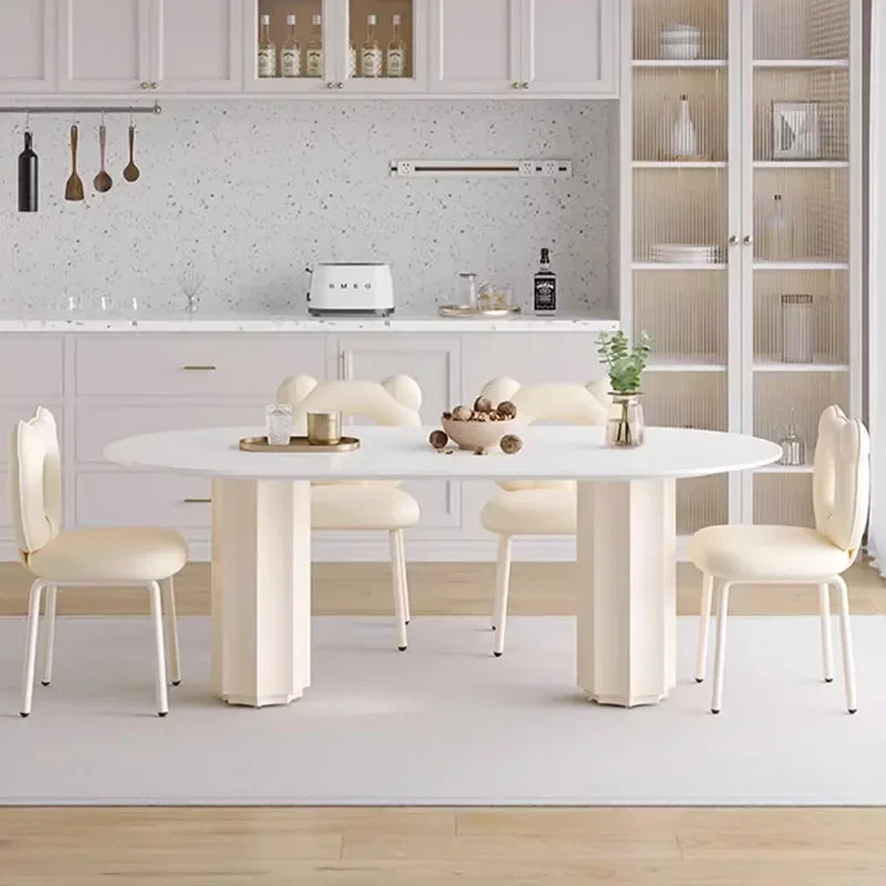 Design Sweet Dining Table White Oval Salon Elegant Dining Table Modern Minimalist Waterproof Mesa De Comedor Home Furniture