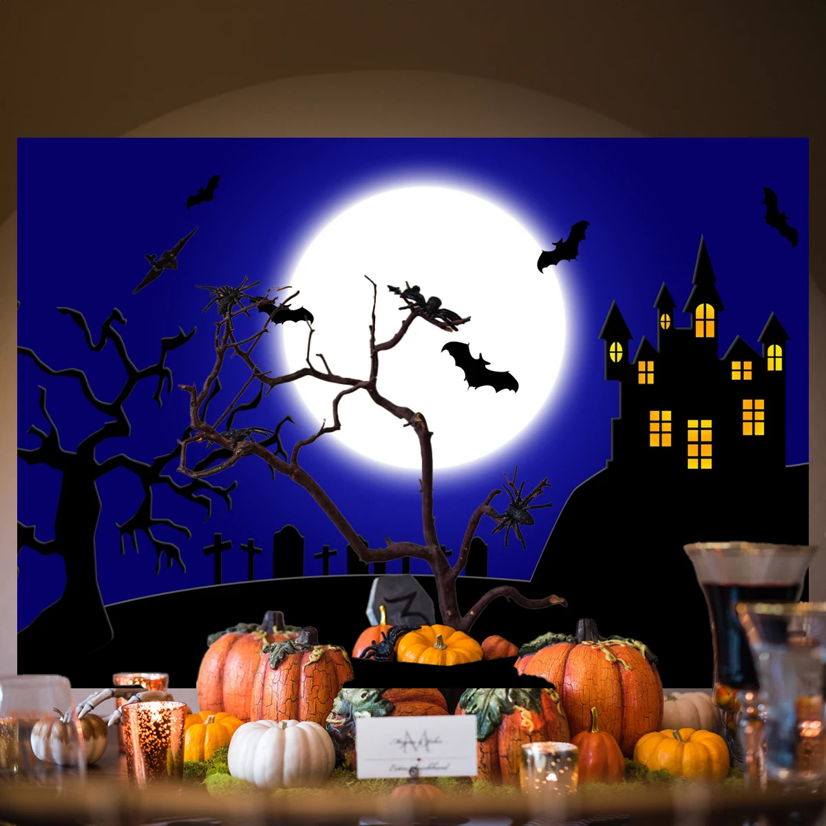 

10x8ft Happy Halloween Backdrop Moon Night Ghost Bat Kids Children Adult Dressed Up Birthday Photography Background Party Decor