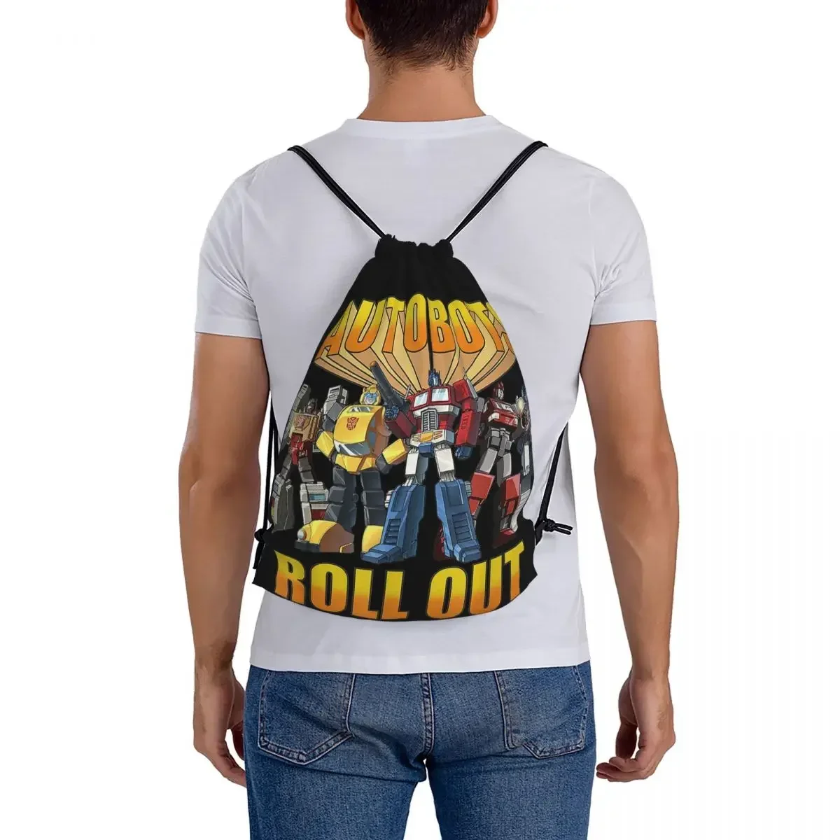 Transformers Autobots Backpacks Casual Portable Drawstring Bags Drawstring Bundle Pocket Storage Bag Book Bags For Travel School