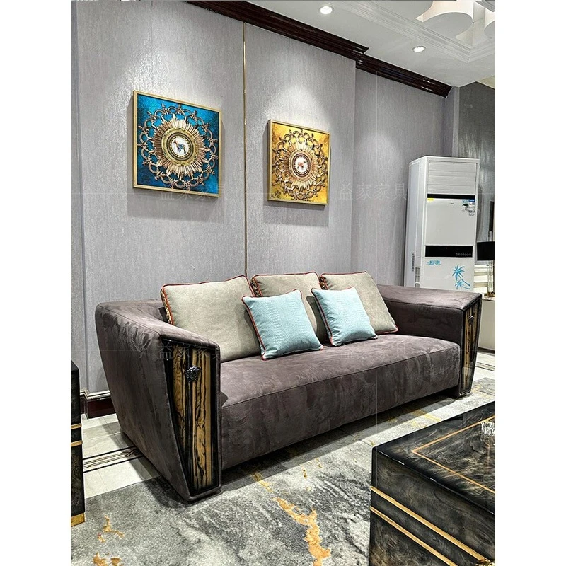 

Комплект диванов в итальянском стиле из светлого массива дерева и матовой кожи, элитная дизайнерская мебель класса люкс для больших вилл с плоским полом