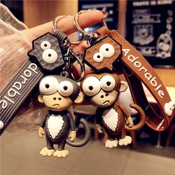 Cartoon Ugly Cute Pop-Eyed Elephant Monkey Car Bag Keychain Pendant