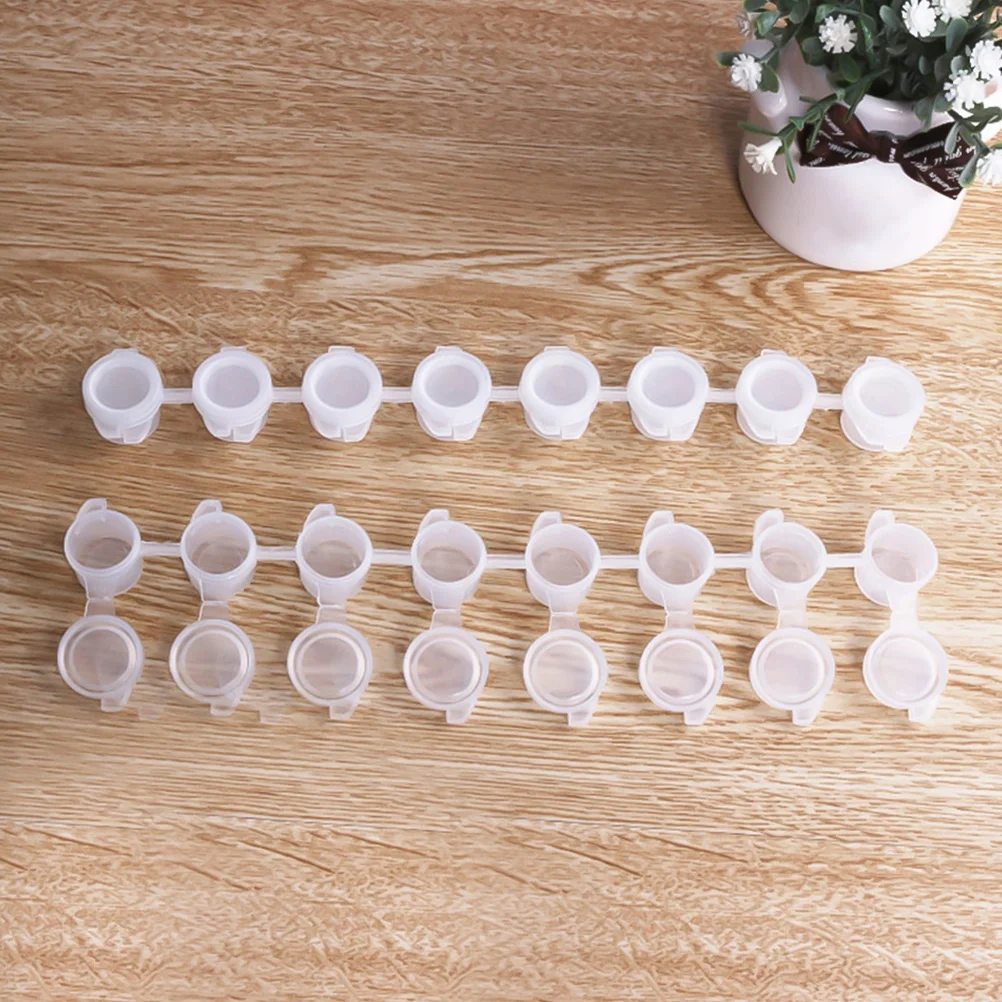 

50 Pcs Watercolor Container Pod Strips With Lids Mini Paint White Clear Storage Containers