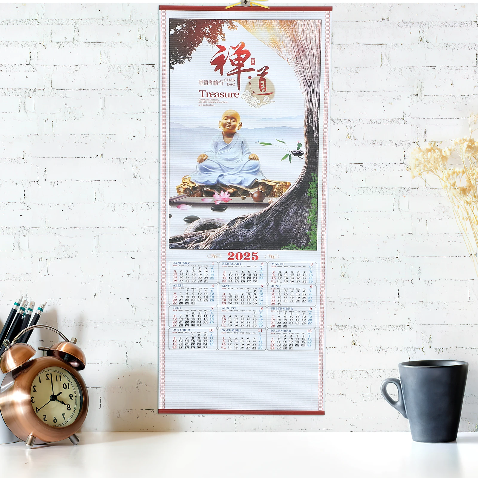 تقويم معلق لعام 2025، تقويم جداري شهري للمكتب المنزلي، منظم تخطيط مطبوع شفاف، تمرير ورق مزخرف مع