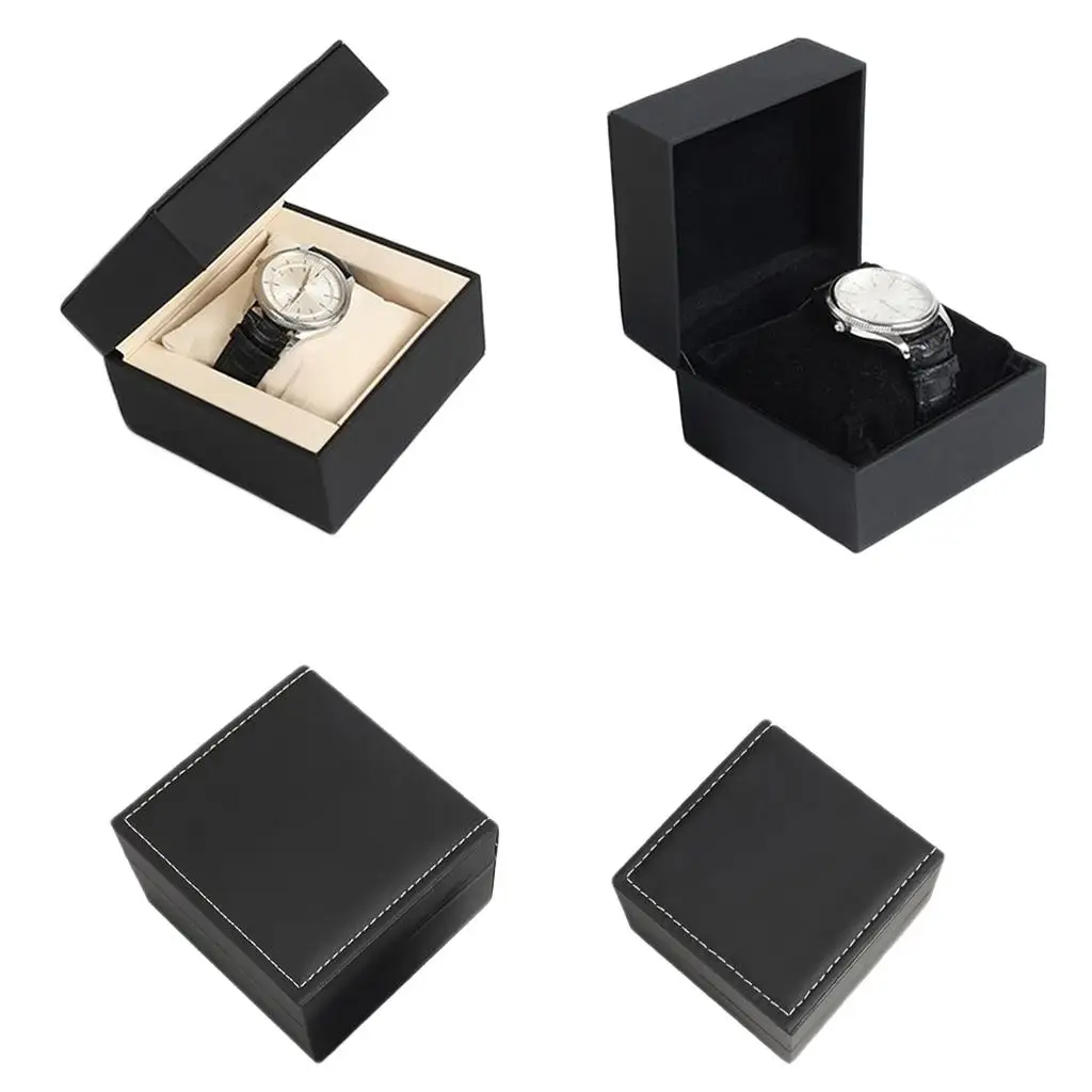 Men Wooden Watch Case Organizer PU Leather Velvet Cushion Storage Box for Watches Bracelets Cufflinks Home Gift