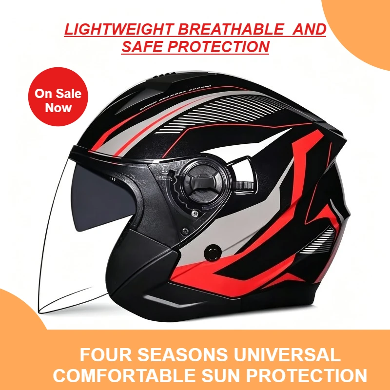 

Vintage Cycling Helmet Double Lens Half Covering Unisex All Seasons Helmet Motorcycle Helmet