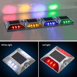 Square Aluminum LED Flashing Blinking On And Off Cat Rye Reflector Solar Road Stud Outdoor Garden Steady Warning Pathway Lamp