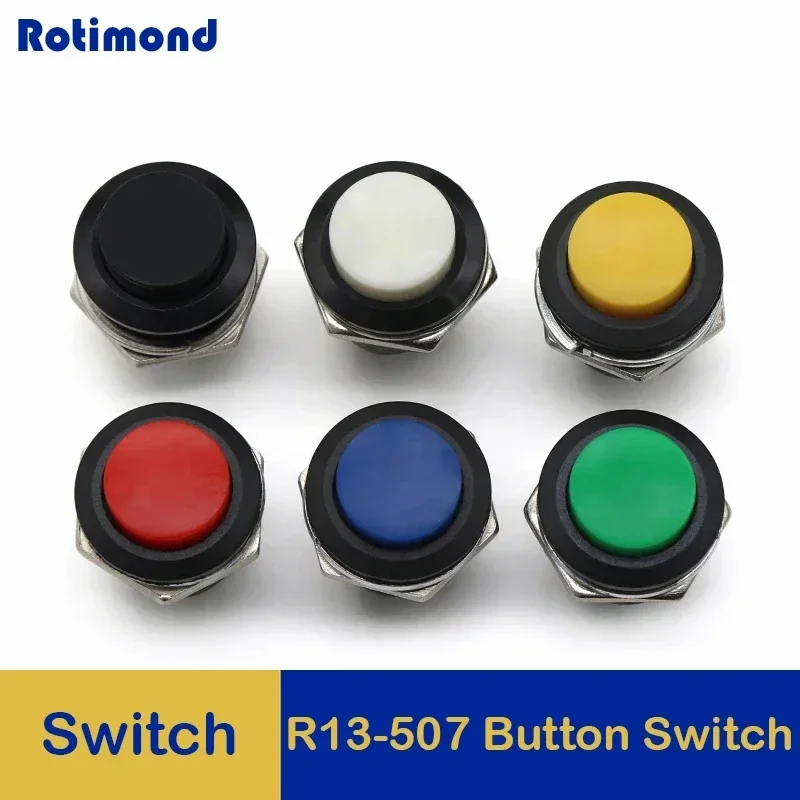 R13-507 Round instantaneous power button 16mm 6A/125VAC 3A/250VAV Automatic reset can be used for electrical control 5~50pcs