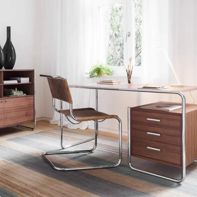 #Modern Minimalist Saddle Leather Cantilever Chair, Dining Chair, Homestay Hotel Reception Waiting Negotiation Office Chair