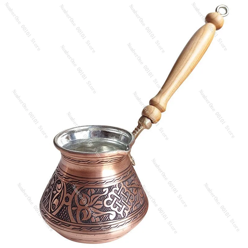 

Thickened Hand Carved Copper Coffee Pot Retro Turkish Drip Kettle Premium Outdoor Teapot