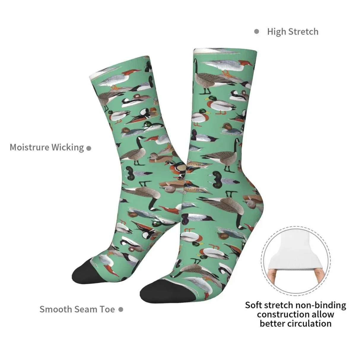 North American Ducks Socks Harajuku Sweat Absorbing Stockings All Season Long Socks Accessories for Unisex Birthday Present