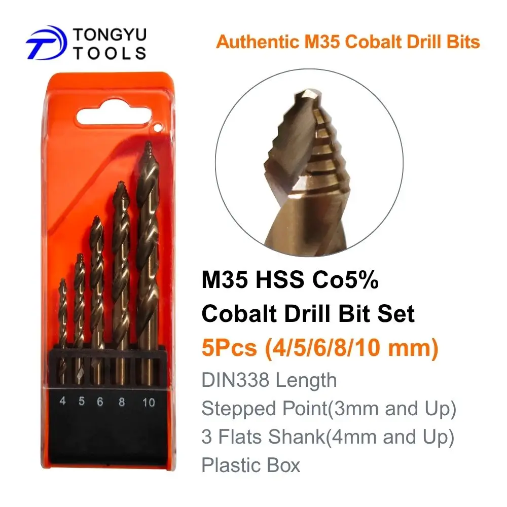 M35 Kobalt-Bohrerset HSS Co 5% DIN338 Spiralbohrer für Edelstahl, Hartmetalle, Gusseisen, Stufenbohrer mit 3-Flächen-Schaft – Detail 7
