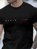 Men's 100% cotton summer loose PARIS Creative Letter print casual slim fit round neck short sleeved T-shirt top