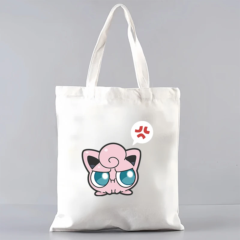 Аниме Jigglypuff, креативная женская холщовая сумка-тоут с героями мультфильмов Kawaii для девочек и мальчиков, студентов, повседневная пляжная сумка на плечо для покупок, подарки