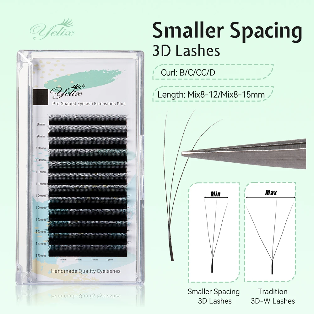 

Yelix New 3D W Shape Small Opening Eyelash Extension Premade Volume Lashes Smaller Spacing Faux Eyelashes Makeup Tools