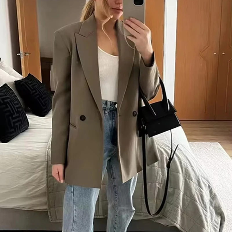 MUJER 2025 Straight Blazer for Women Loose Office Blazer Women Long Sleeve Casual Blazer Woman Outerwears New Coats and Jackets image 6