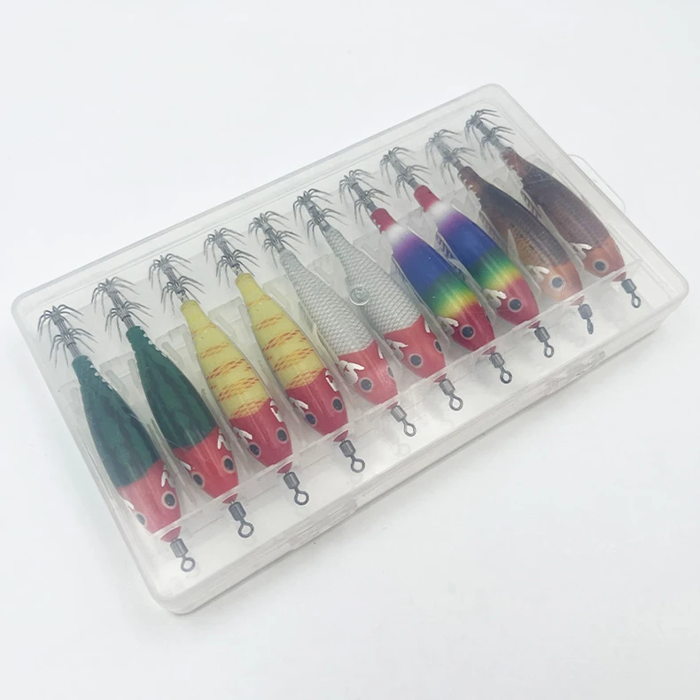 ShareShark 10 Stück/Box 8cm/5,7g Garnelen-Angelköder Leuchtende Tintenfisch-Jigs Haken Meeresangel-Zubehör Künstlicher Köder Oktopus-Köder – Detail 5