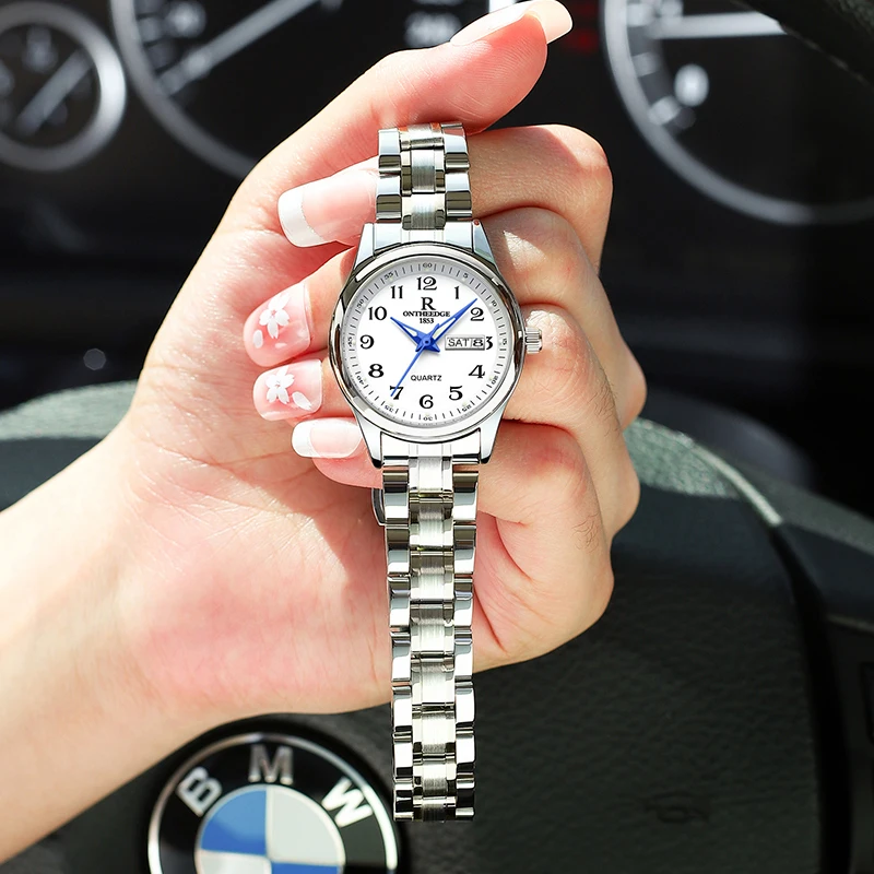 Jam Tangan Elegan Mewah untuk Wanita Jam Tangan Wanita Modis Tanggal Bercahaya Tahan Air Jam Tangan Kuarsa Baja Tahan Karat Jam Tangan Wanita Reloj Anak Perempuan