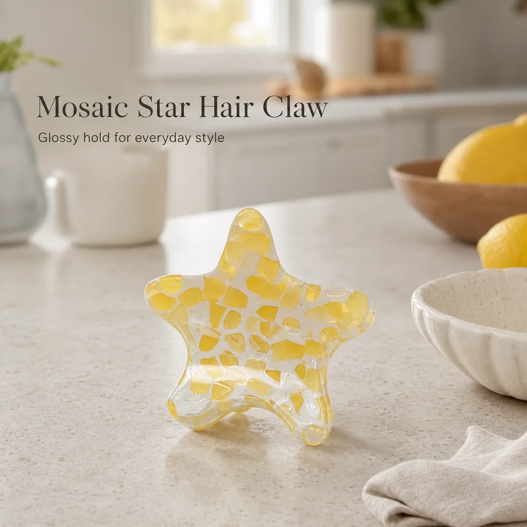 

Summer Hair Claw Clips Five-Pointed Star Clip Sparkly Acrylic Shark Clip Cute Casual Hair Accessories