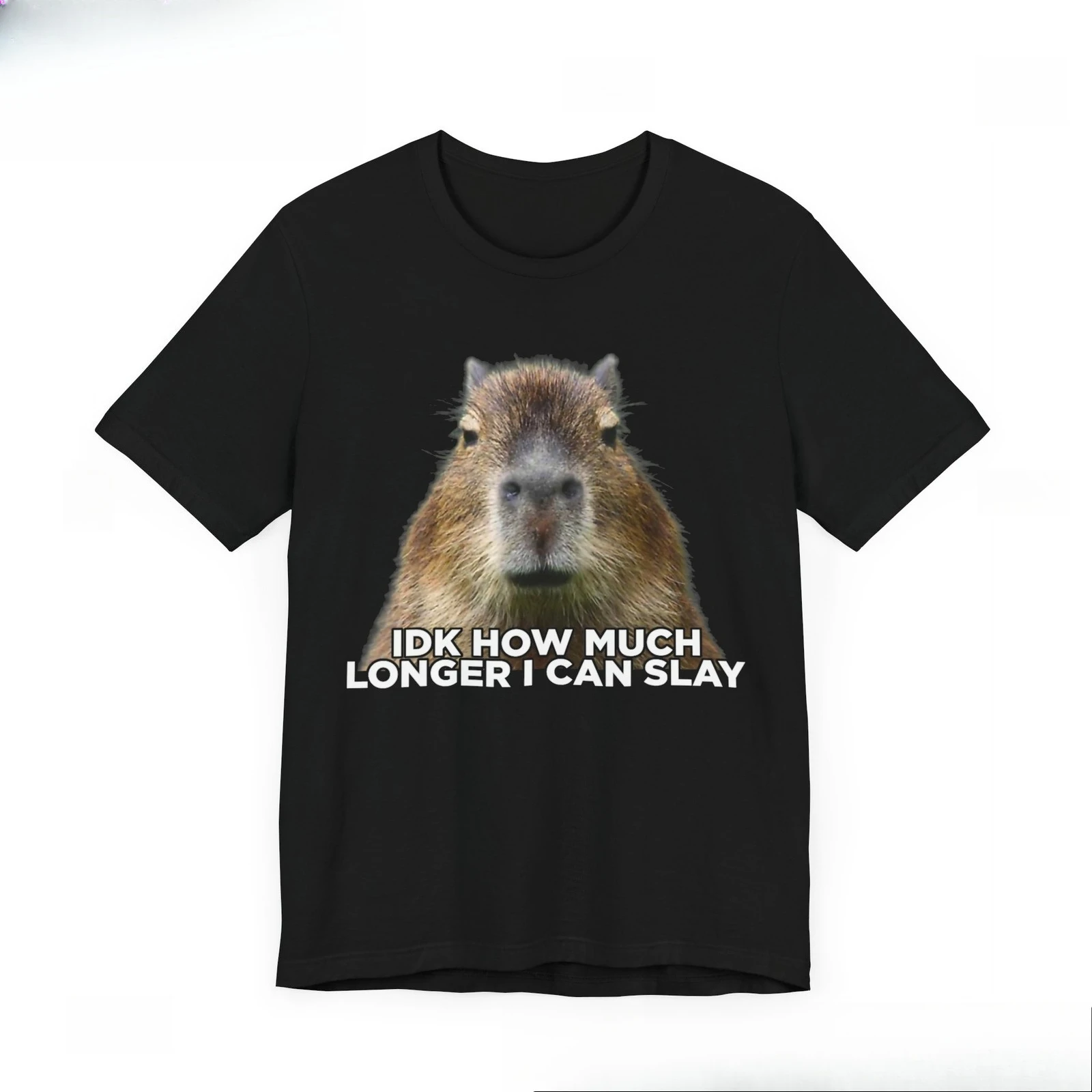 Idk كم أطول يمكنني قتل كابيبارا الساخرة دانك ميمي تي شيرت كابيبارا بسيط منفعل الحضرية قميص Y2K خزانة الملابس الأساسية #1