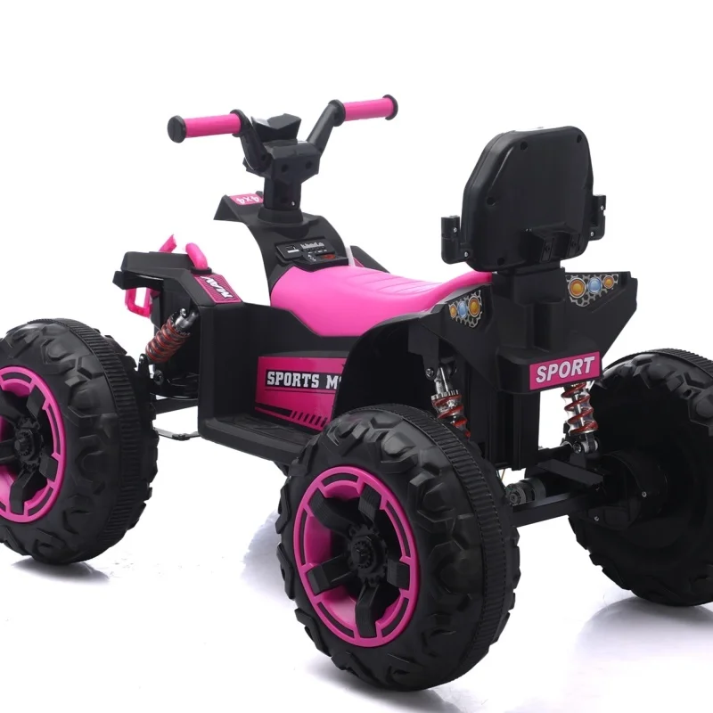 Ride On Toy Car 12V Electric ATV Car For Kids 4 Wheeler Electric Toy Car With Bluetooth Light Leather Seaters