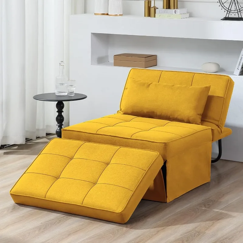 Sofa Bed, 4 in 1 Multi-Function Folding Ottoman Breathable Linen Couch Bed with Adjustable Backrest Modern Convertible Chair