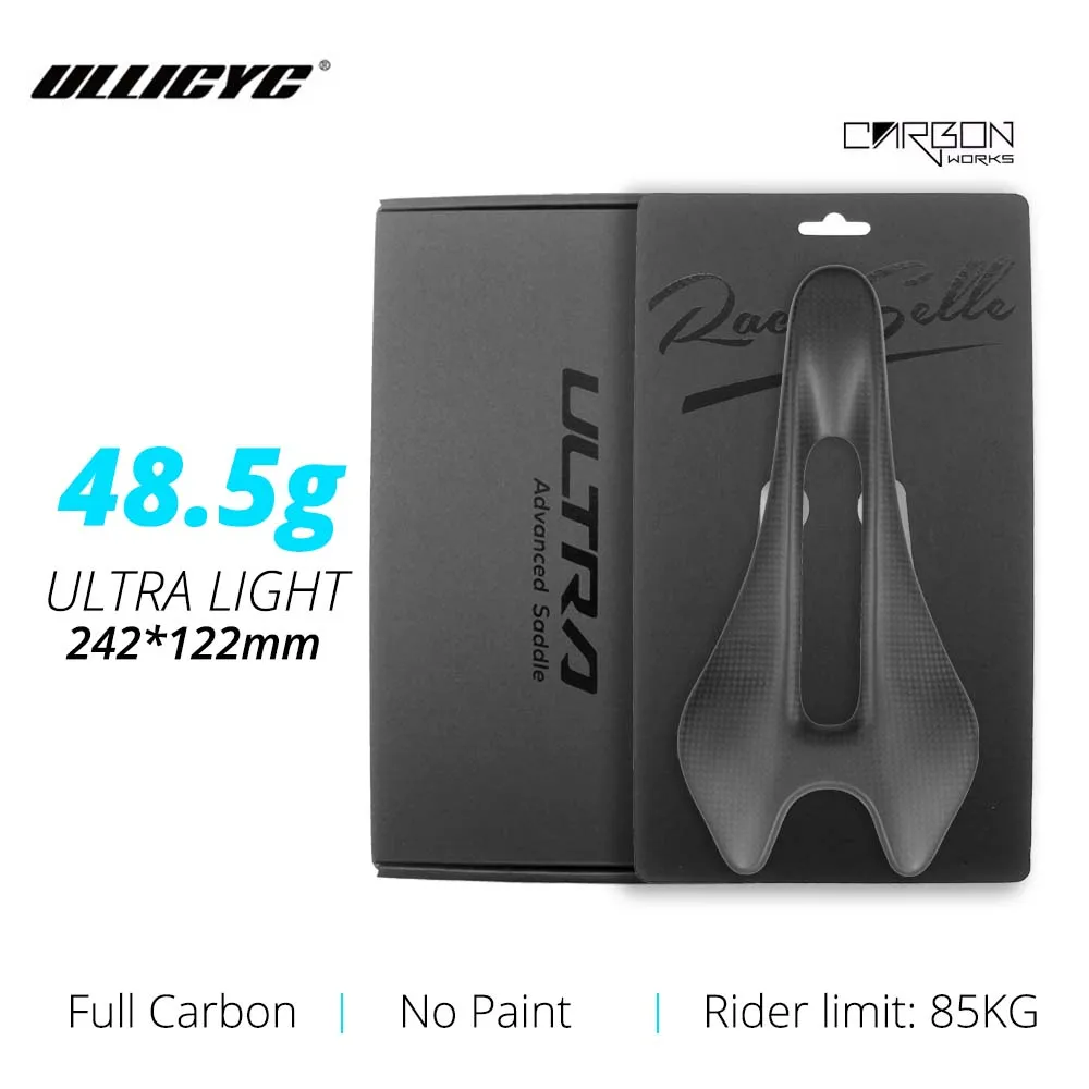 AliExpress ULLICYC Ultralight Raw Full Carbon Saddle 3K Weave 48g Oval 7*9(mm), 242*122(mm) Cushion for Road MTB Gravel Urban Bike Parts